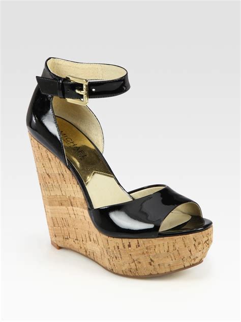 michael kors leather wedge sandals cork heel|Michael Kors sneaker wedges.